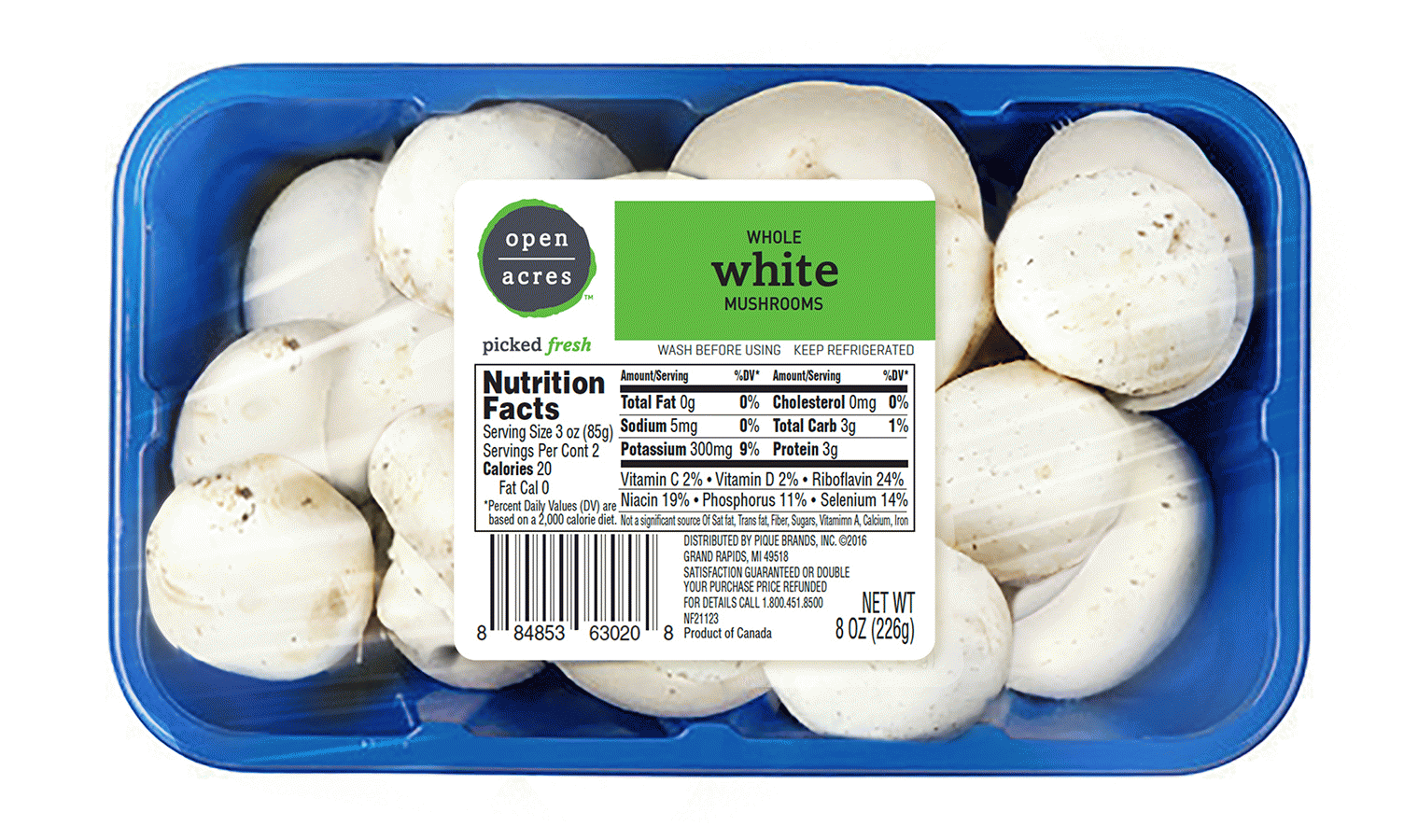 Open Acres picked fresh whole white mushrooms Full-Size Picture